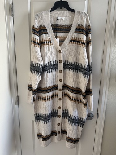 NWT Lucky Brand Women’s Sweater Dress Long Sleeve Boho Cardigan Dress Size 3X - 第 2/6 張圖片