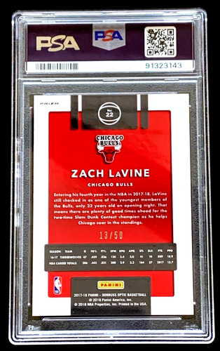 PSA 10 GEM MINT 2017 SP /50 DONRUSS OPTIC ZACH LAVINE FAST BREAK BLUE #22 G787 - Bild 4 von 4