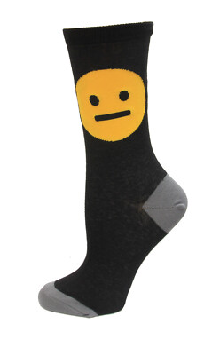 Hotsox Womens Crew Socks Smiley 1 Pair, Black, Womens 4-10 Shoe