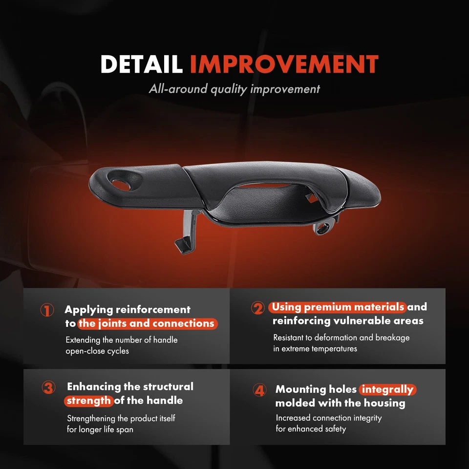 Manija de puerta exterior negra texturizada para pasajero trasero Ford Windstar 1995-1998 Foto 3 de 4