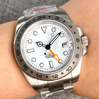 20ATM 39mm Tandorio Sterile White Dial NH34A Orange GMT Automatic Mens Watch