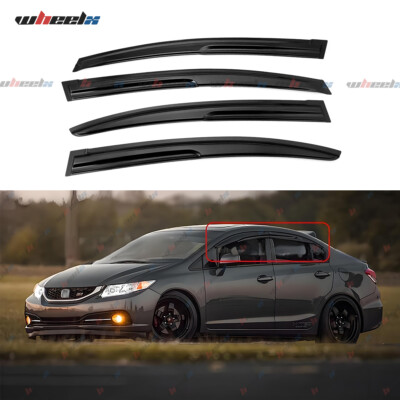 For 2012-15 Honda Civic Sedan JDM Mugen Style Window Visors Vent Sun Rain Guards