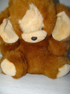 From The World of Smile Large Brown Dog Pup Plush 1986 Korea Stuffed Toy