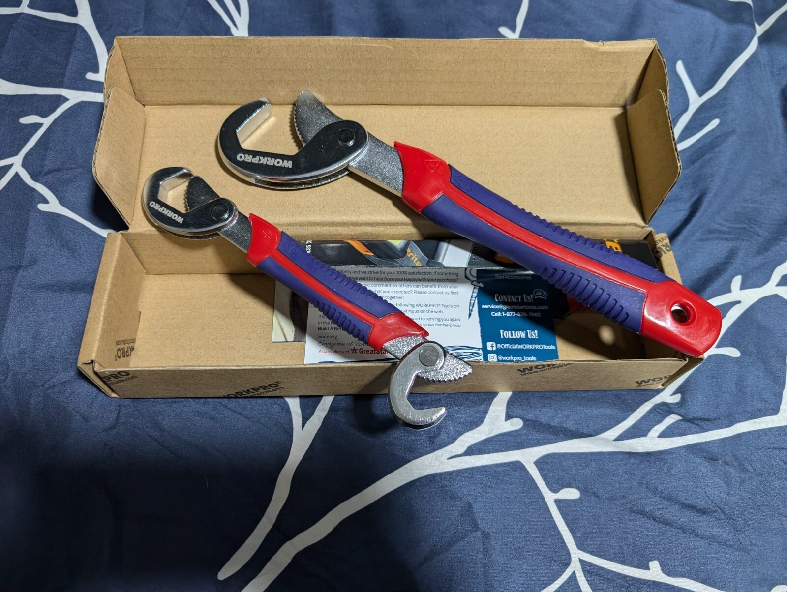 WORKPRO 2-Piece Adjustable Wrench Spanner Set, High Carbon Steel Multi-function