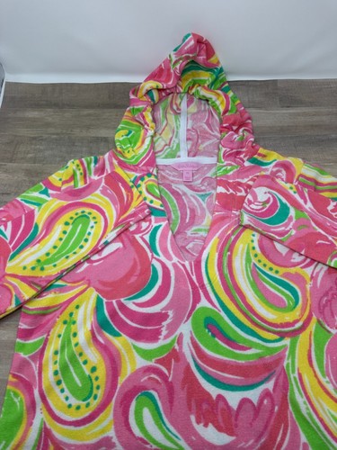 Lilly Pulitzer Hoodie Womens Terry Cloth Flamingo Floral Cover Up Size X-Small - Picture 2 of 8