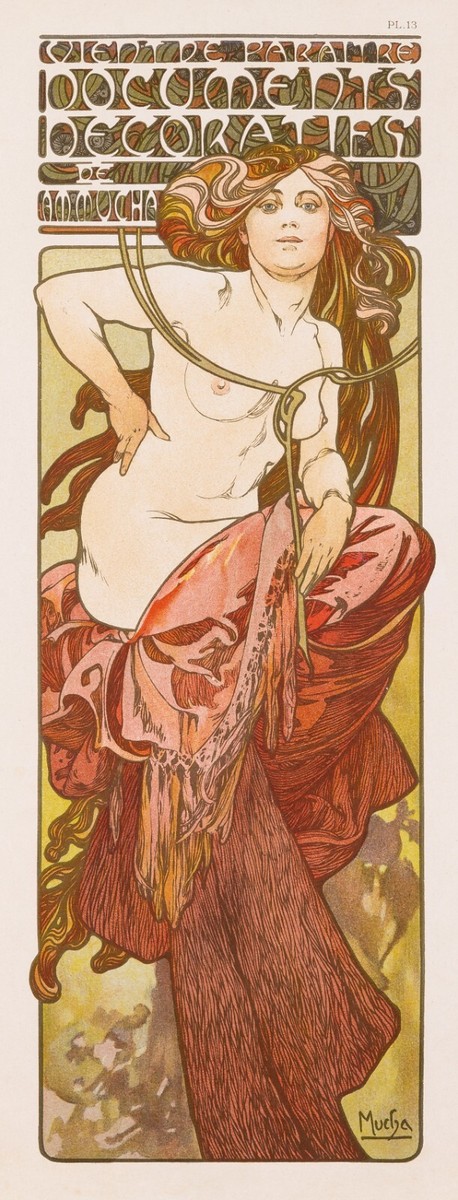 Original Lithograph by Alphonse Mucha from Documents Decoratifs