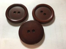 NEW 25 1 INCH CHOCOLATE POLISHED FINISH BUTTON 2 HOLE W/RIM