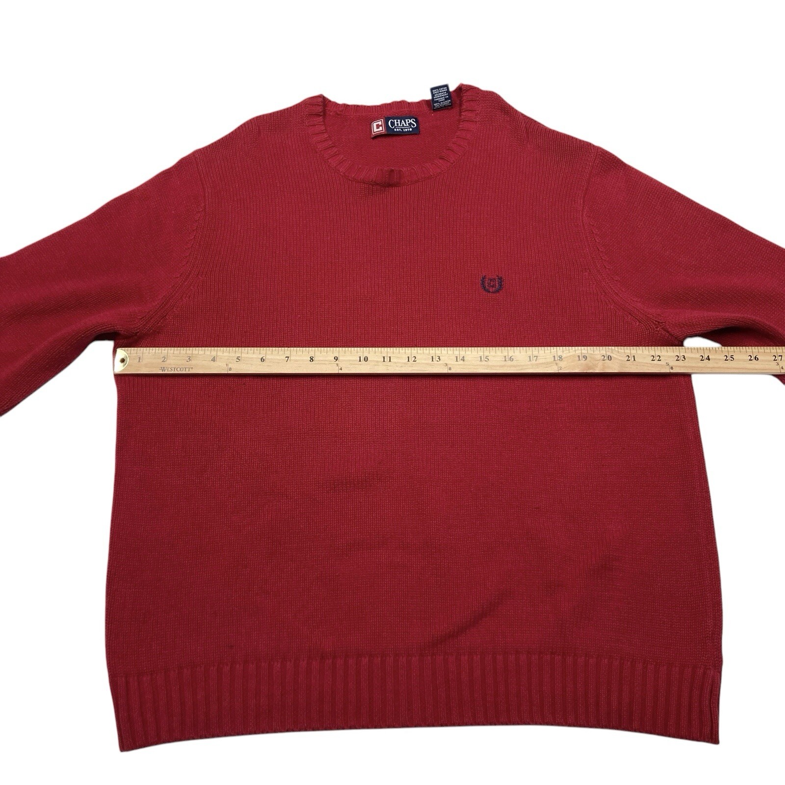 Chaps | Solid Red Long Sleeve Pullover Sweater | … - image 5