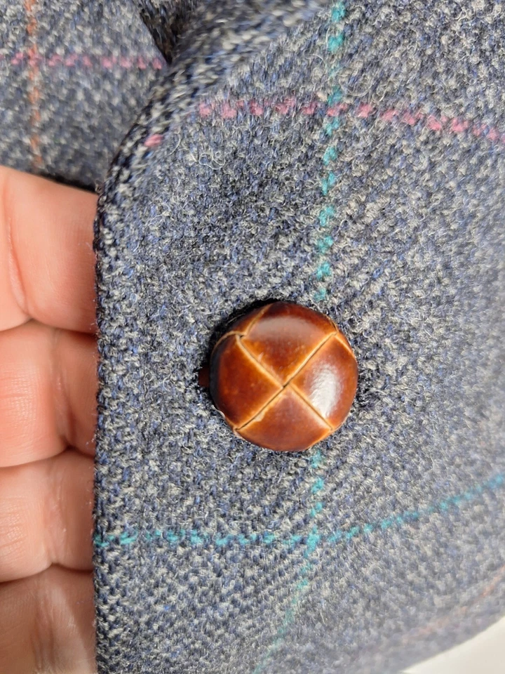 Chaqueta Blazer Cricketeer Para Hombre 44S Multicolor Gris A Cuadros Suave Tweed Lana Foto 4 de 4