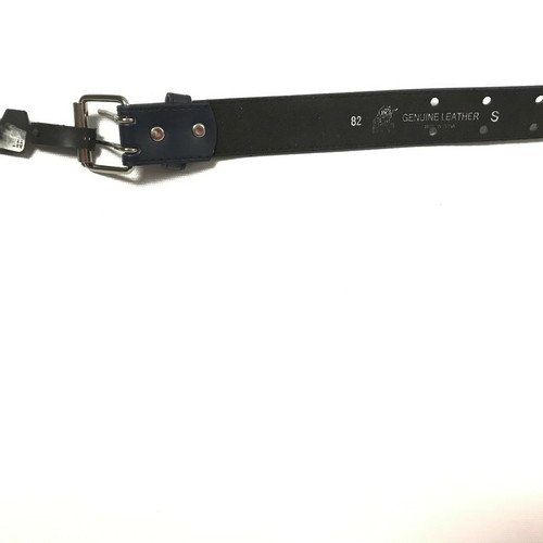 Boys Kids Waist Belt Genuine Leather Silver Tone Buckle Solid Blue Size S New - Picture 4 of 5