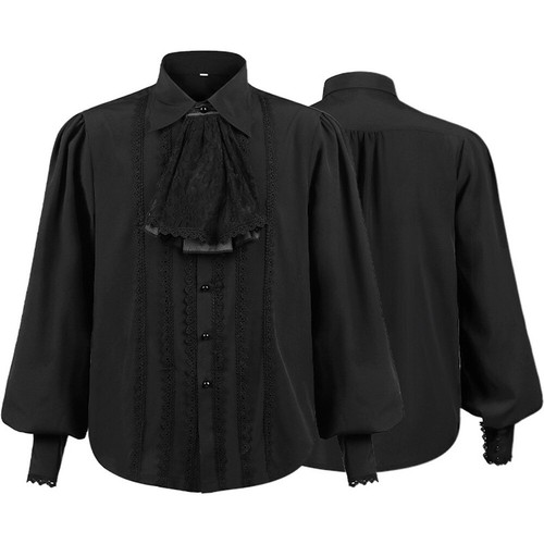 Chemise pirate classique gothique homme jabot victorien hauts à manches