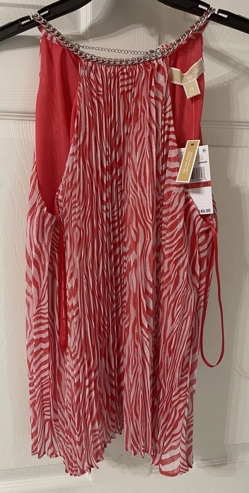 Top catena a pieghe MICHAEL KORS Petite stampa zebra in colore rosa (taglia XS).