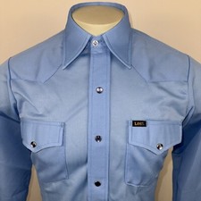 Vintage Lee Pearl Snap Shirt Mens Polyester 70s Western Disco NOS Small 14.5 33