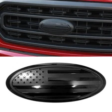 9.5" Overlay Front Grille Tailgate Oval Black Flag Emblem For Ford F-150 2015-21