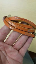 Clemson Tigers Ladies Orange Leather Wrap Bracelet Multi Logos
