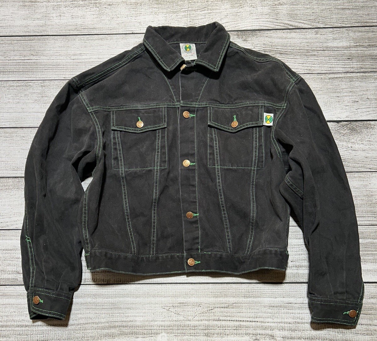 Cross Colours jacket Black Denim Large Rare Size Larg… Gem