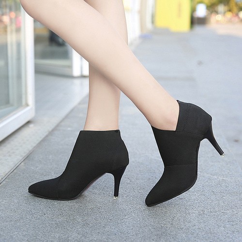 Botas de tobillo de encaje para mujer Stiletto zapatos de tacón fiesta trabajo oficina - Imagen 16 de 28