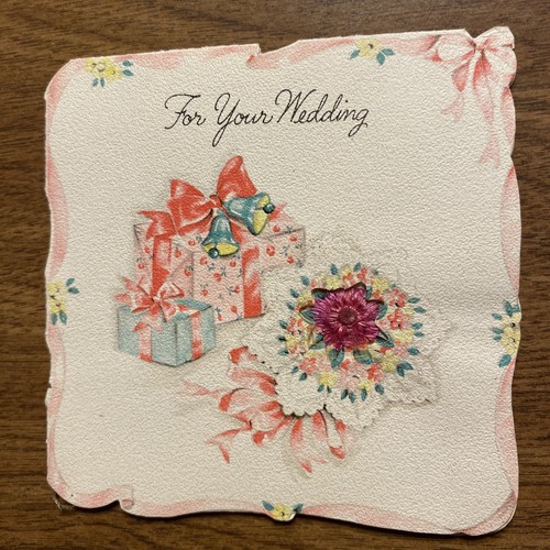 Vintage 1940s Hallmark Wedding Marriage Congratulations Card Gifts Flowers P3D - Picture 3 of 15