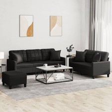 Sofagarnitur Kissen Sessel Sofa Couch Wohnzimmersofa 2-3-tlg. Kunstleder 5 Farbe