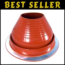 High Temp Pipe Flashing Boot: Red Silicone, Round Base