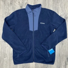 Columbia Full Zip Fleece Jacket Size Medium Mens Navy Blue Sequoia Grove $65