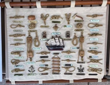 Nautical Knot Chart ~ 38 Labeled 3D Knots Educational Display Sailing Maritime