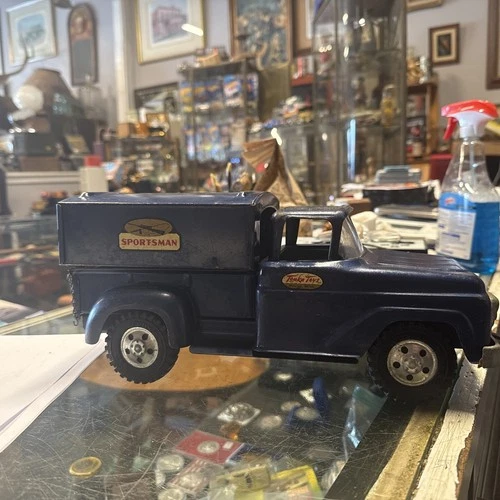 TONKA SPORTSMAN BLUE PICK-UP TRUCK & CAMPER SHELL VINTAGE PRESSED STEEL VEHICLE
