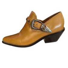 Dingo Women's Carmel Brown Leather Western Ankle Booties Size 6.5 Vintage Style