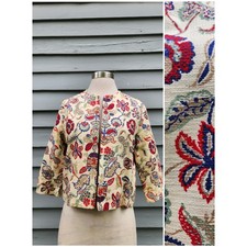Vintage 60s Adelaar's Aristocrat Jacket Cream Floral Paisley Tapestry 12