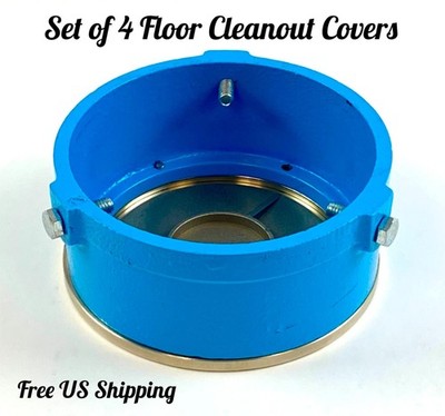 Frank Pattern Flush Floor Clean Out Cover Iron/ Brass 3 to 4'' Pipe Size Set of 4