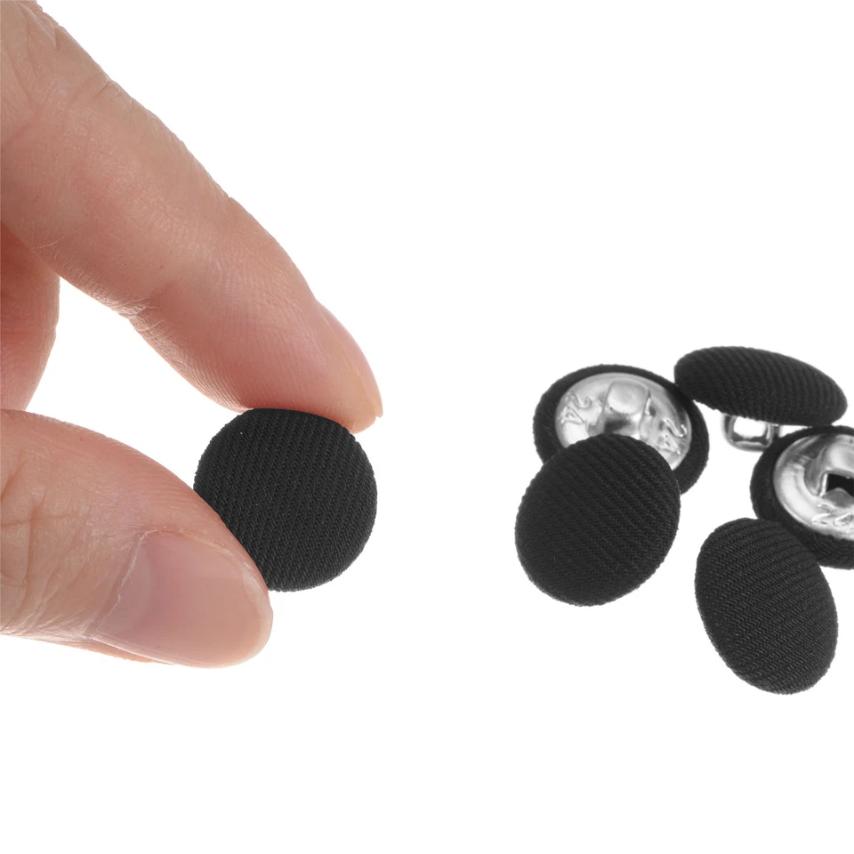 Botones de costura redondos de metal de 15 mm cubiertos de tela 20 piezas, negros Foto 4 de 4