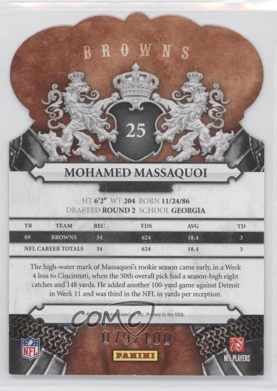 2010 Panini Crown Royale Blue /100 Mohamed Massaquoi #25 - Image 2 of 2