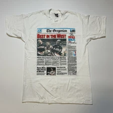 Vintage 1992 Portland Trailblazers Single Stitch Made In USA Oregonian Tee Sz L