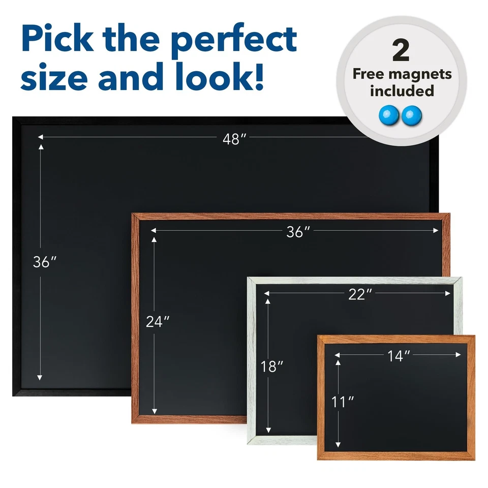24x36 Magnetic Chalkboard – Large Rustic Wall Blackboard with Wood Frame – Ha... - Image 2 of 4