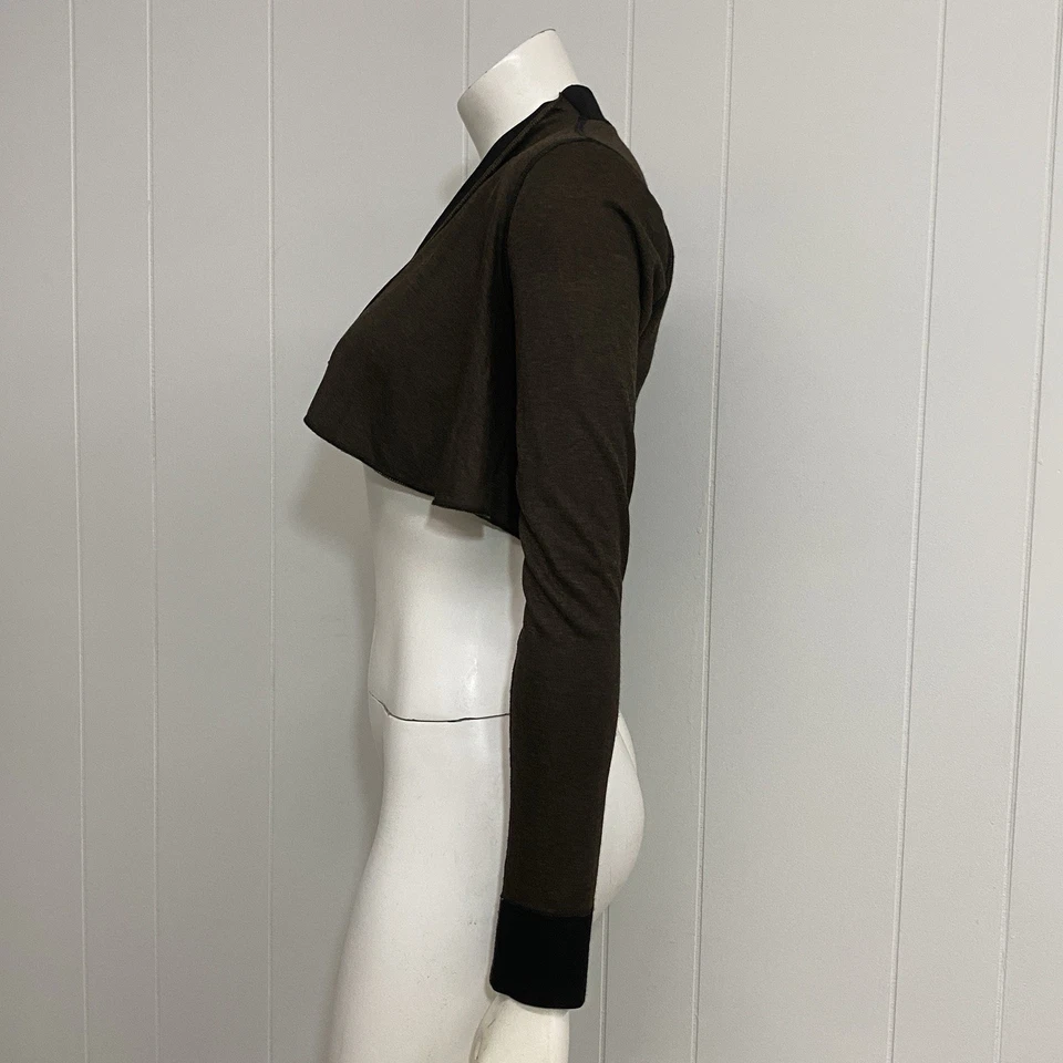 Yansi Fugel Bolero Womens XS Brown Black Rayon Stretch Long Sleeve Open Cardigan - Image 4 of 4
