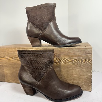 Corso Como Ankle Boots Women SZ 7.5 Brown Leather Boho Woven Western Festival
