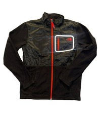 The North Face Boys XL 18/20 Full Zip Black Red Fleece Soft Jacket Pocket Logo