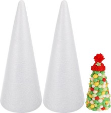 2pcs Polystyrene Foam Cones  Balls for DIY Crafts, White, Kids Use