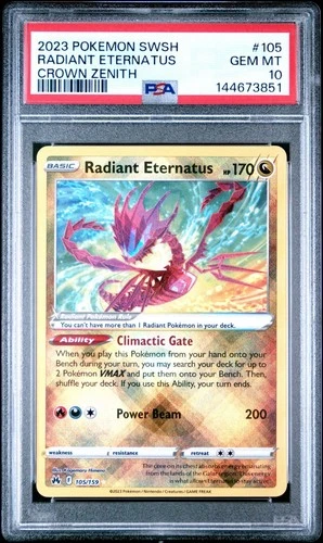 2023 Pokemon Sword & Shield Crown Zenith Radiant Eternatus #105 PSA 10 GEM MINT
