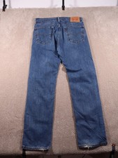 Levi's 505 Regular Straight Jeans W33 L32 Blue Medium Wash Mens (AB15)