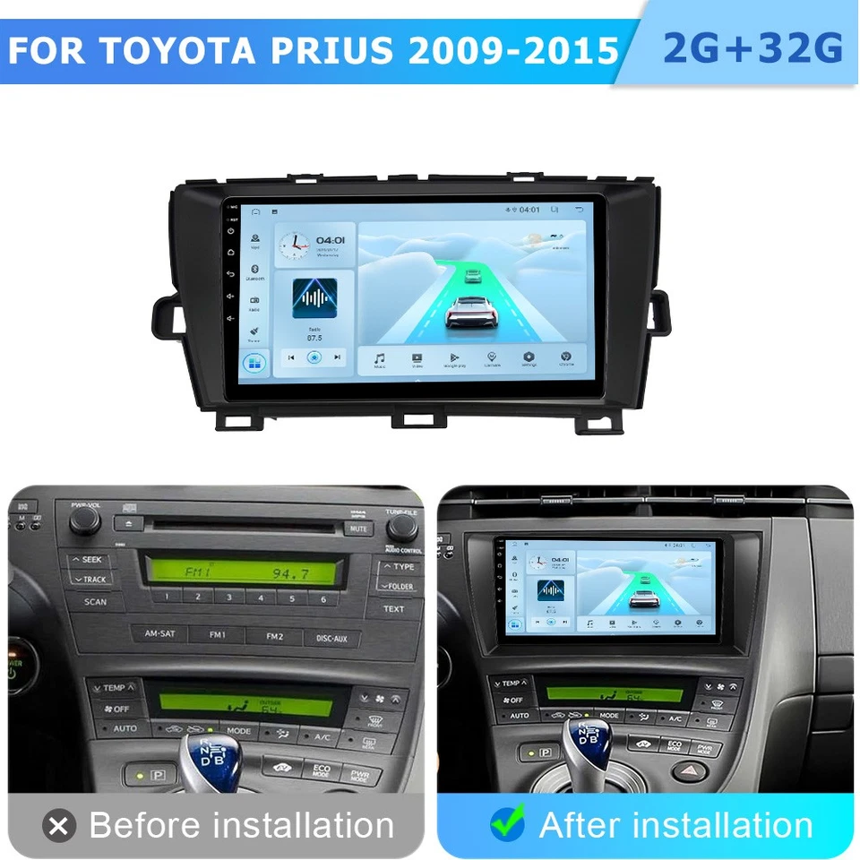 Stereo For Toyota Prius 2010-2015 Car Radio Apple Carplay Android 13 GPS Navi FM Foto 2 de 4
