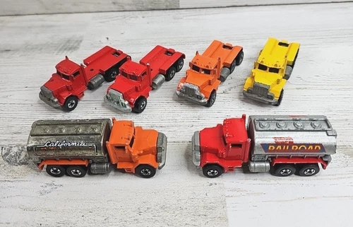 1979 Hot Wheels Peterbilt Truck Lot Of 6 Semi Tanker Metal Vintage