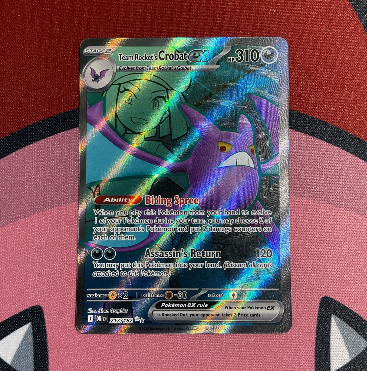 Pokémon TCG Team Rocket's Crobat ex Ultra Rare Destined Rivals 217/182