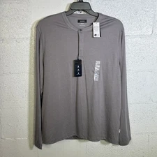 Alfani Men's Alfatech Solid Henley, Storm Gray XL 