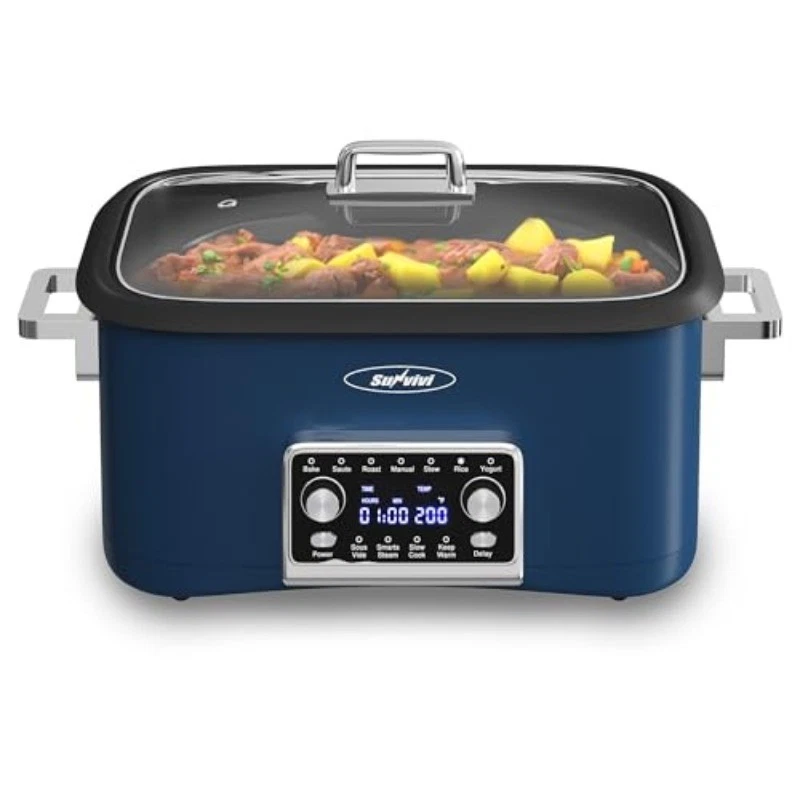 Sunvivi 8 Quart Slow Cooker Roaster Oven, 12 in 1 Programmable Multi-Cooker Food