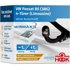HOOK ANHÄNGERKUPPLUNG starr passend für VW Passat Limo 3BG +7-polig E-Satz ABE