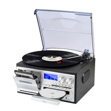 9 in 1 Record Player with 3-Speed Turntable, Bluetooth, CD Player, JR18-Black