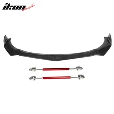 Fits Honda Civic 66"-71" B Style Gloss Black 3PCS Front Bumper Lip + Strut Rods