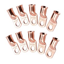 10Pcs Gauge 1/0 3/8" Battery Cable Ends Lugs Hole AWG Copper Ring Terminals Wire
