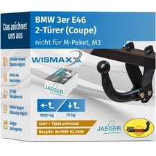 ANHÄNGERKUPPLUNG starr für BMW 3er E46 Coupe 99-05 +13polig E-Satz ABE